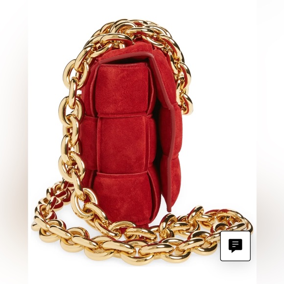 Bottega Veneta suede red bag with gold chain - Picture 3 of 3